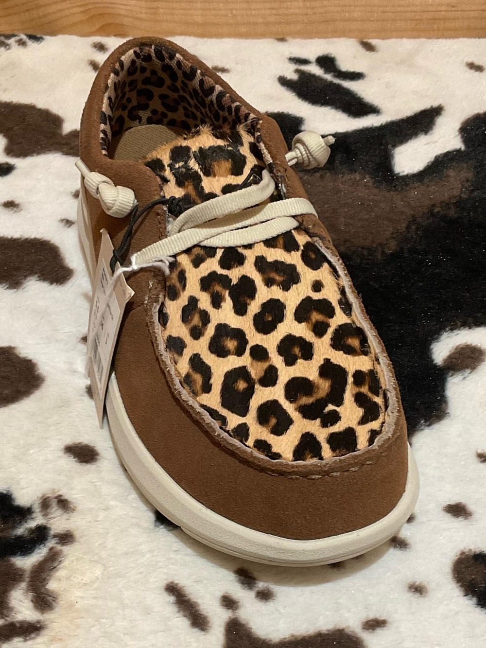 Ariat Leopard-Accent Moccasin in Brown and Cream